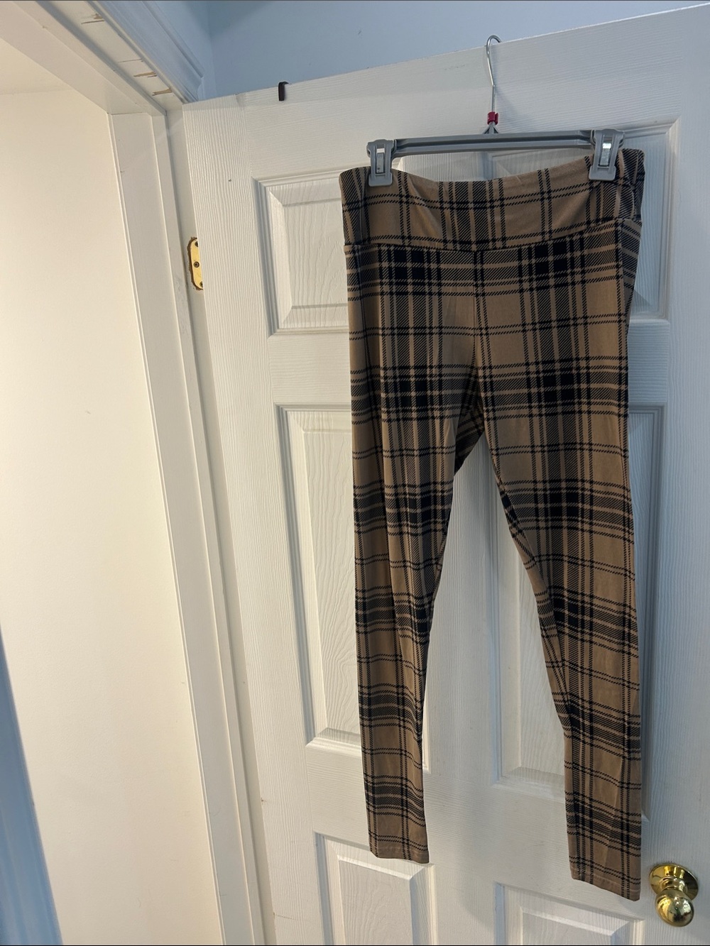 Streetwear Society Tan and Black Plaid Leggings